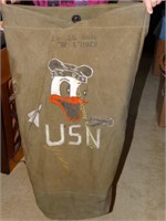 Military duffle bag w/ usn & donald duck painted