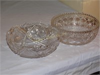 2 - 8"diameter cut glass serving bowls