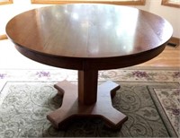 42" Oak Veneer Pedestal Dining Table