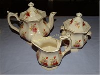 5 piece floral creamer sugar & teapot