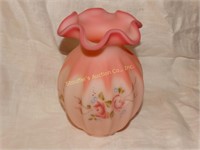 Fenton satin vase hand-painted