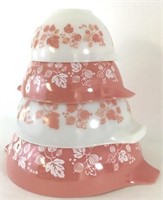 Pyrex Pink Cinderella Gooseberry Nesting Bowls (4)