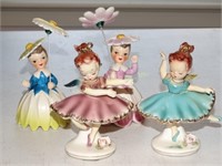 4 porcelain figures: 2 ballerina angels