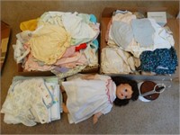 2 boxes baby clothing: outfits, gowns, shoes,