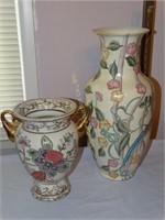 2 large porcelain vases - 18" h (macau) & 11" h