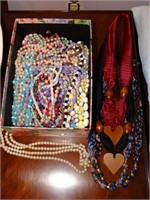 Box of assorted beaded necklaces