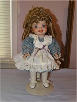 Kristin porcelain doll w/ country blue dress w/