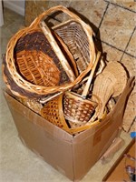 Box of assorted wicker basket