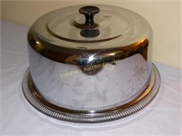 12" glass cake plate w/ chrome dome