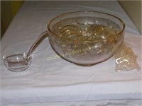 12" diameter glass gold trim punch bowl: 12 cups,