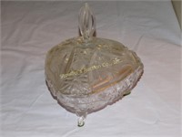 Cut glass covered candy dish