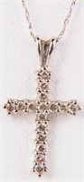 Jewelry 10kt White Gold Diamond Cross Necklace