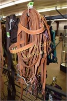 GROUP OF 5 NEW LEATHER HEAD STALLS, REINS AND BIT