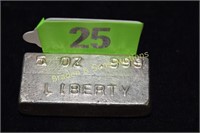 LIBERTY .999 FIVE OZ SILVER BAR