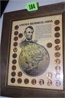 FRAME OF LINCOLN MEMORIAL COINS AND WARTIME