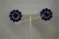 LADIES STERLING SILVER AND BLUE SAPPHIRE EARRINGS