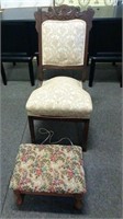 Antique Side Chair With Ottoman