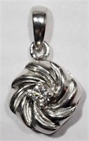 Sterling Silver Diamond Swirl Pendant