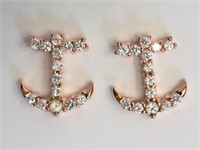 Sterling Silver Cubic Zirconia Anchor Earrings
