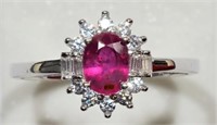 Sterling Silver Ruby Halo Ring