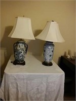 Blue & White Porcelain  Side Table Lamps