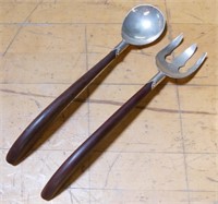 Danish Modern Silver & Rosewood Salad Spoons