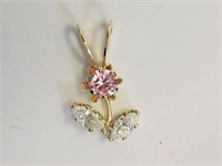 14kt Gold Cubic Zirconia Flower Shape Pendant