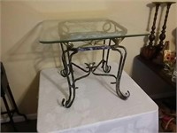 Modern Glass Top & Metal Frame Side Table
