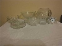 Lead Crystal  Punch Bowl  &  Assorted Glassware