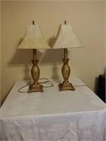 Pair of Antique Gold Pineapple  Accent  Lamps
