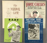 Baseball Sheet Music Lot of Four Pieces.