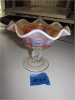 Peach Opalescent Carnival Glass Compote