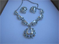 Vintage Rhinestone Necklace & Clip Earrings