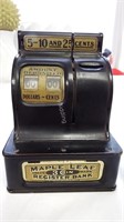 Vintage Metal Toy Maple Leaf Cash Register Bank