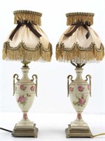 Pair of Antique Porcelain Bedroom Vanity Lamps
