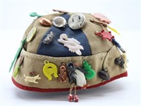 Vintage Beanie Hat Full of Cracker Jack Charms,