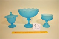 Lot of 3 Blue Colored Dishes