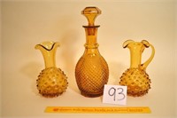 3 Piece Vintage Glassware Amber Colored