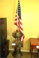 Flag Stand Liberty Bell W/Bald Eagle Standing on