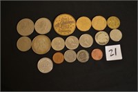 18 Coins & Tokens Canadian Dollars, French Money,