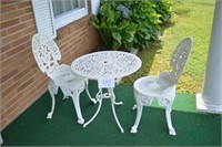 3 Piece Cast Iron Set Table & Two Chairs