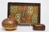 Vintage Indian Painted Lacquerware Pieces, 3