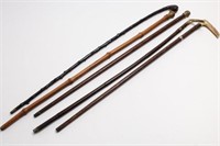 Antique Canes & Walking Sticks, incl. Silver, 5