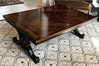 Solid Wood Coffee Table with Diamond Inlay Design