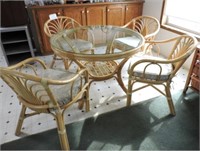 Ratan Dining set with glass top & four chairs