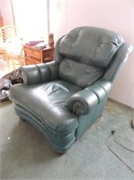 Beautiful Leather Chair with brass button trim