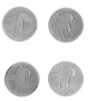 FOUR(4) STANDING LIBERTY SILVER QUARTERS