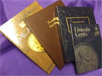 QUARTERS, PENNIES & DOLLAR COLLECTOR BOOKS W/COINS