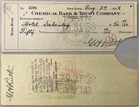 1938 Babe Ruth Double Signed Personal Check