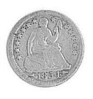 1854 SEATED LIBERTY SILVER HALF DIME